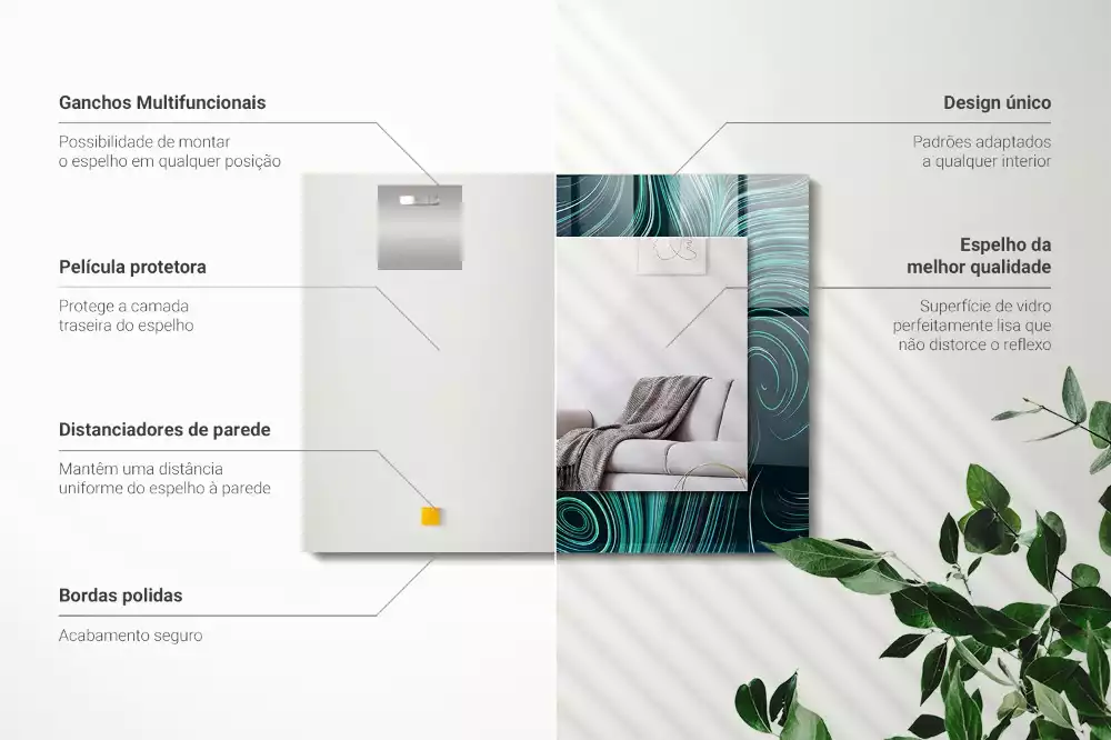 Lustro dekoracyjne o abstrakcyjnych liniach i wzorach