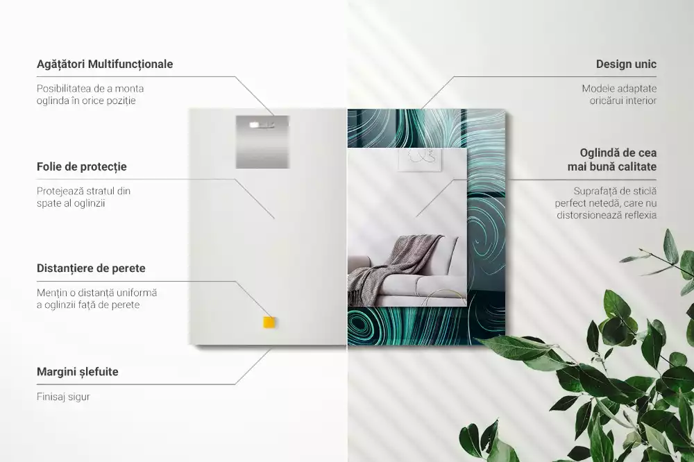 Lustro dekoracyjne o abstrakcyjnych liniach i wzorach