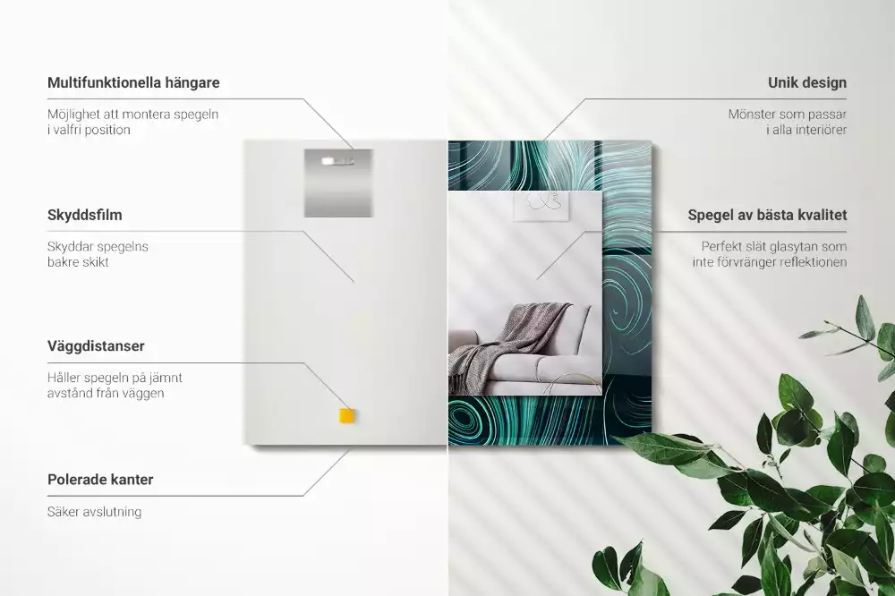 Lustro dekoracyjne o abstrakcyjnych liniach i wzorach