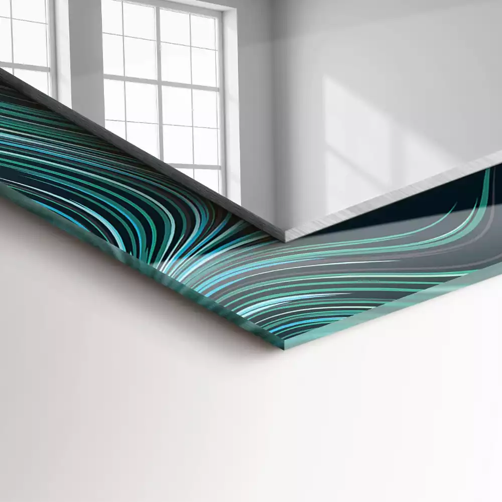 Lustro dekoracyjne o abstrakcyjnych liniach i wzorach