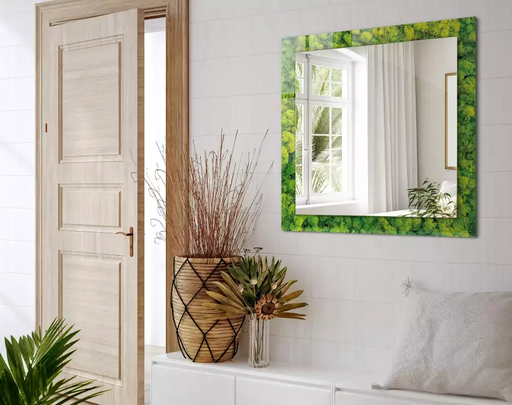 Lustro prostokątne z nadrukiem w motywie zielonego mchu