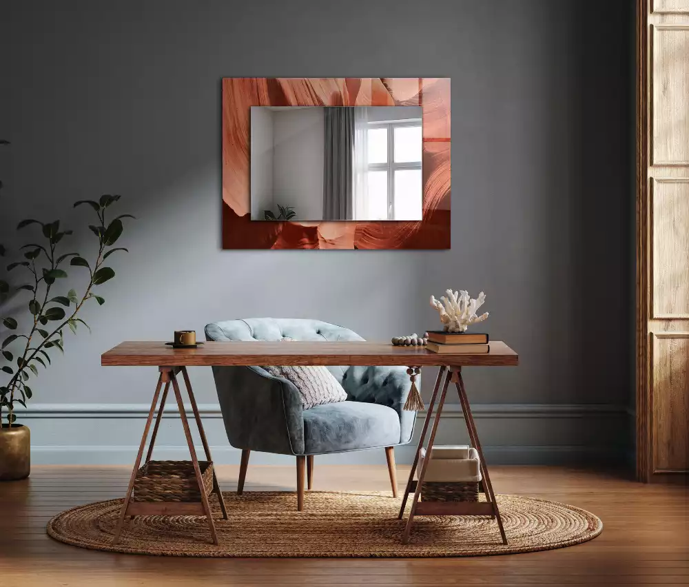 Lustro dekoracyjne z nadrukiem przedstawiającym kanion pustynny ze skalnymi formacjami