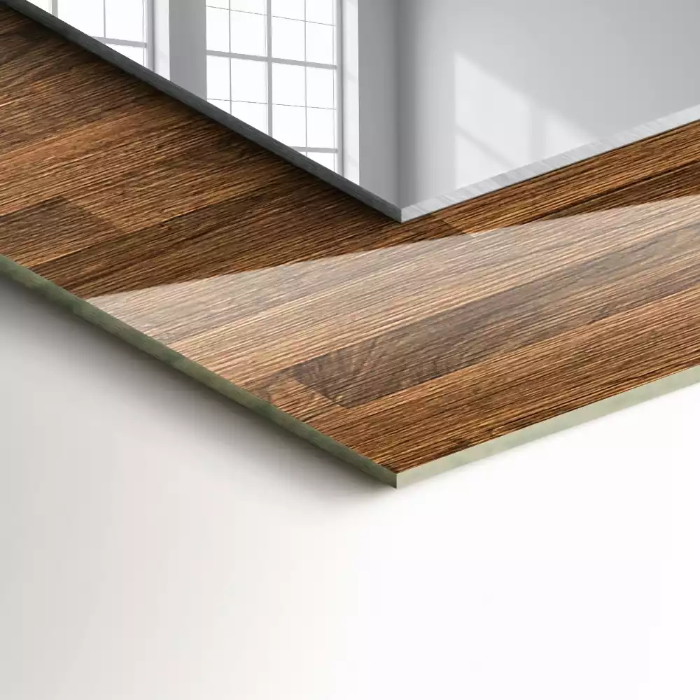 Lustro prostokątne z nadrukiem na drewnianych panelach