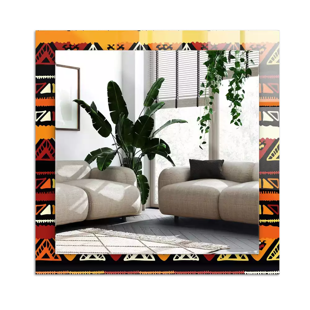 Lustro dekoracyjne prostokątne z nadrukiem w kolorowy wzór etniczny