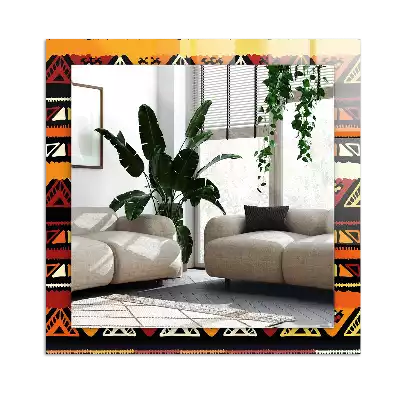 Lustro dekoracyjne prostokątne z nadrukiem w kolorowy wzór etniczny