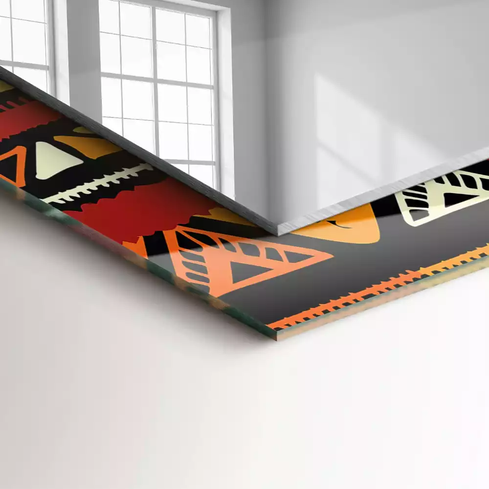 Lustro dekoracyjne prostokątne z nadrukiem w kolorowy wzór etniczny