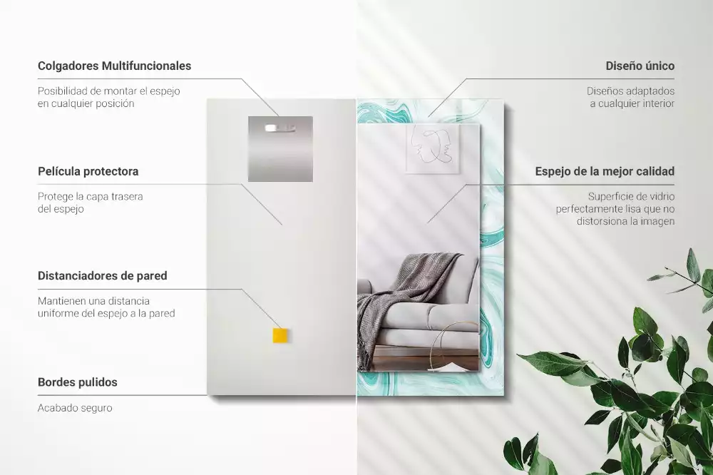 Lustro dekoracyjne prostokątne z abstrakcyjnym wzorem marmuru