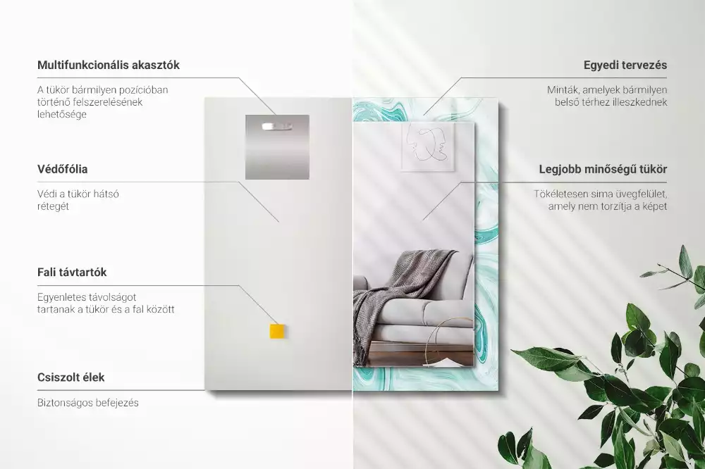 Lustro dekoracyjne prostokątne z abstrakcyjnym wzorem marmuru