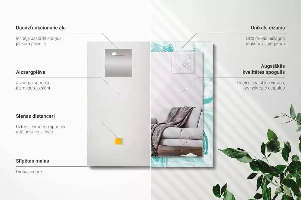 Lustro dekoracyjne prostokątne z abstrakcyjnym wzorem marmuru