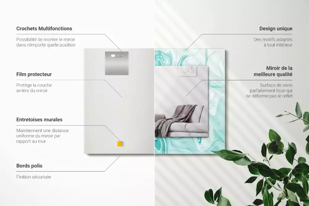 Lustro dekoracyjne prostokątne z abstrakcyjnym wzorem marmuru