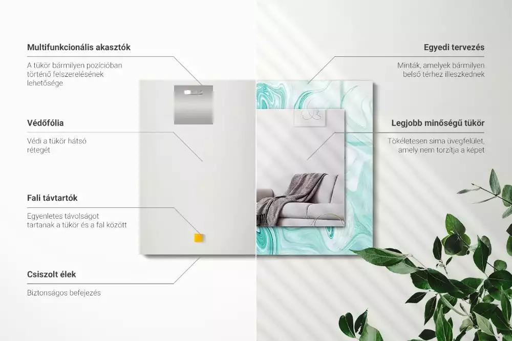 Lustro dekoracyjne prostokątne z abstrakcyjnym wzorem marmuru