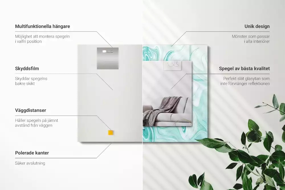 Lustro dekoracyjne prostokątne z abstrakcyjnym wzorem marmuru