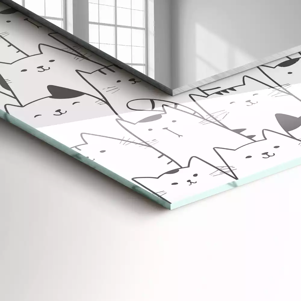 Lustro prostokątne z nadrukiem przedstawiającym wesołe koty