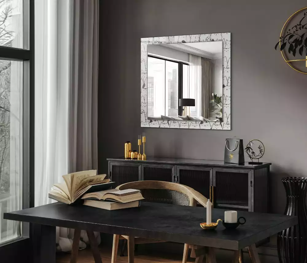 Lustro prostokątne z nadrukiem przedstawiającym wesołe koty