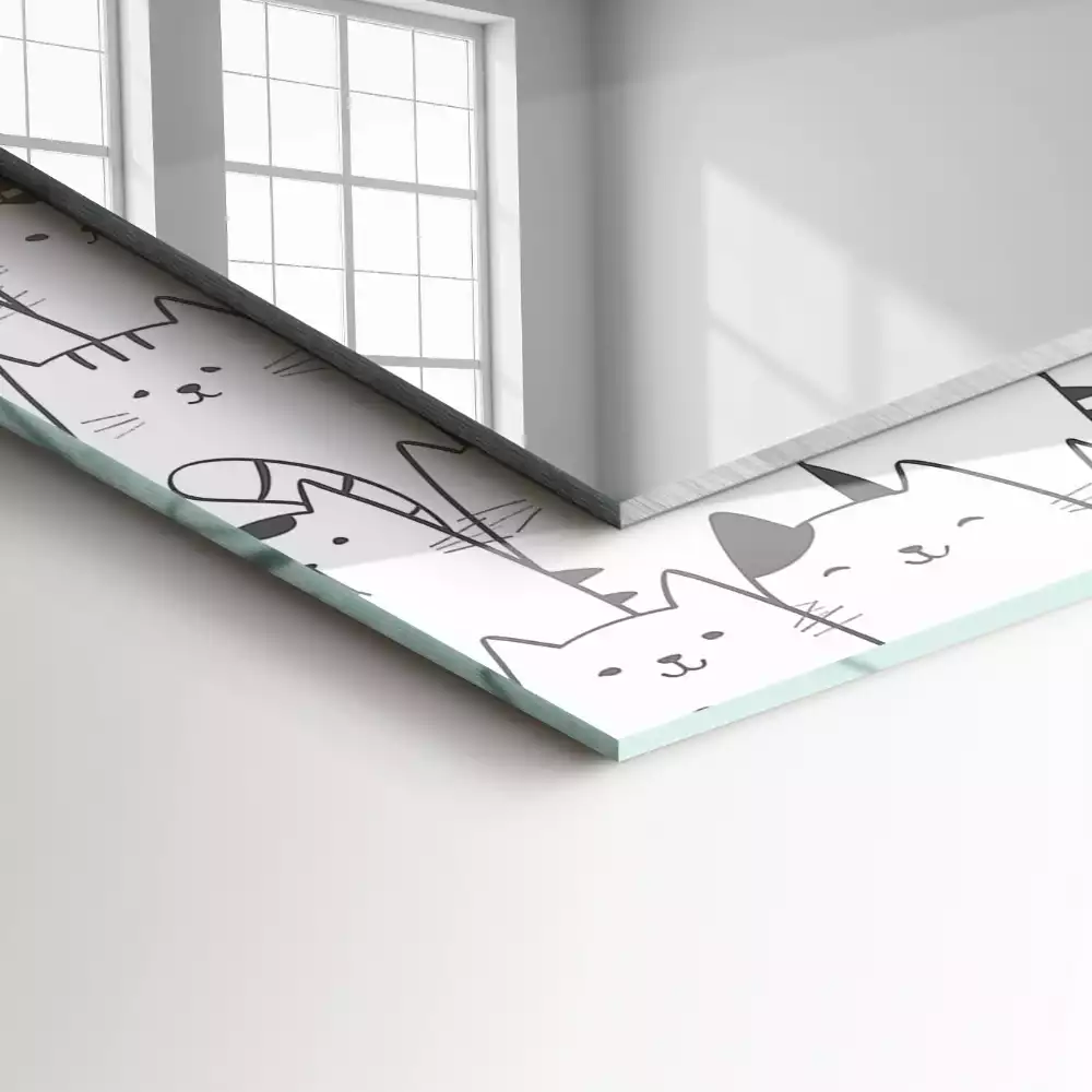 Lustro prostokątne z nadrukiem przedstawiającym wesołe koty