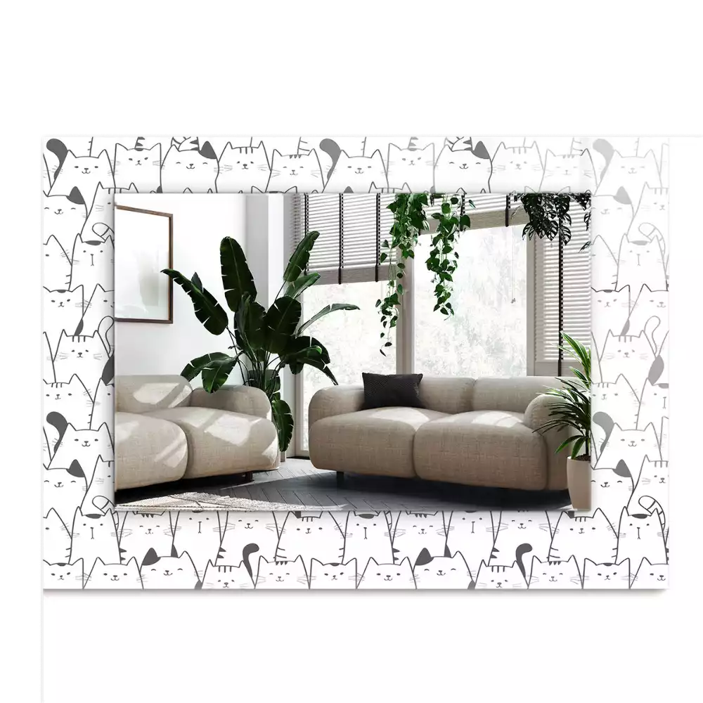 Lustro prostokątne z nadrukiem przedstawiającym wesołe koty