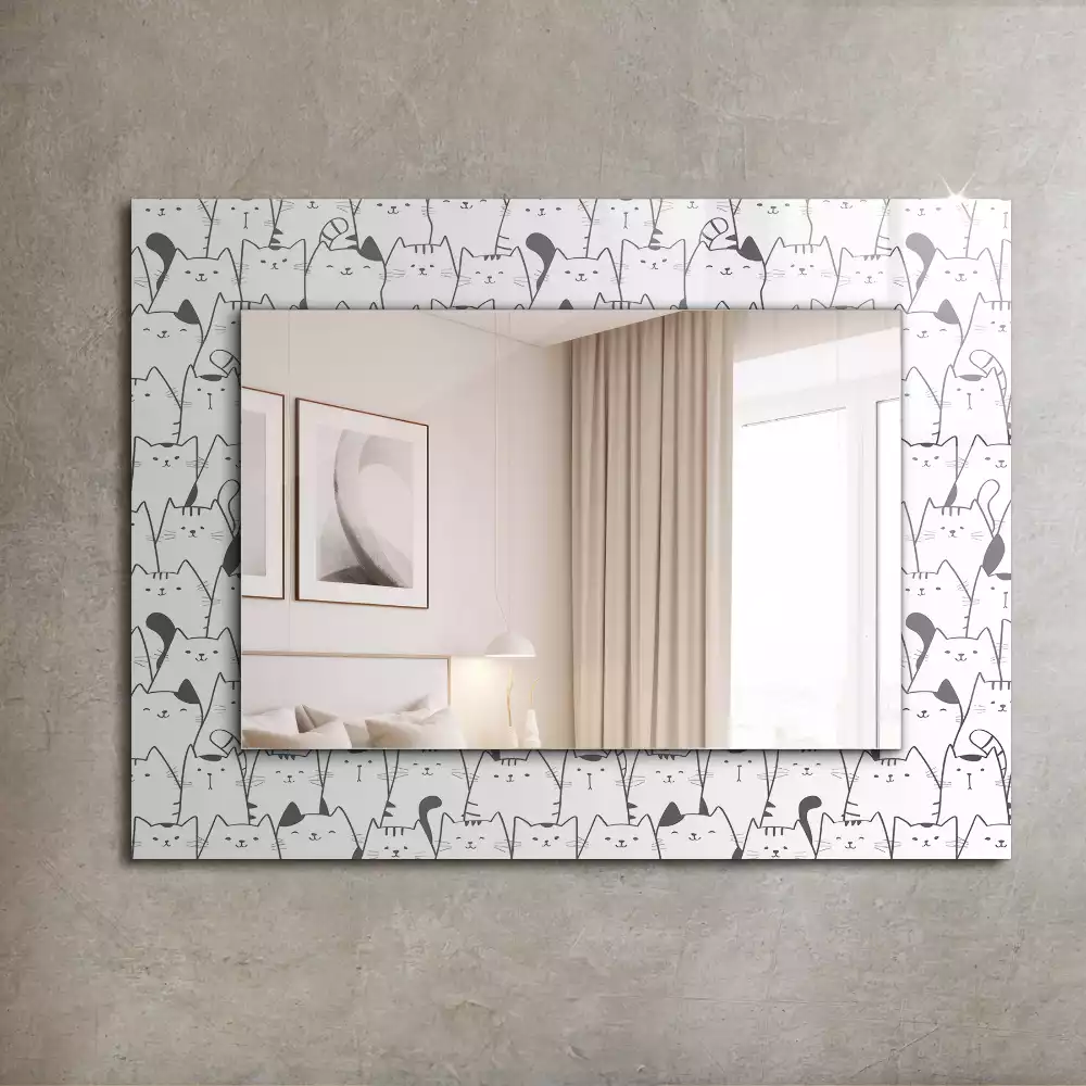 Lustro prostokątne z nadrukiem przedstawiającym wesołe koty