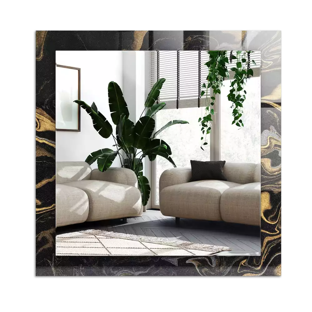 Lustro dekoracyjne prostokątne z motywem abstrakcyjnego marmuru