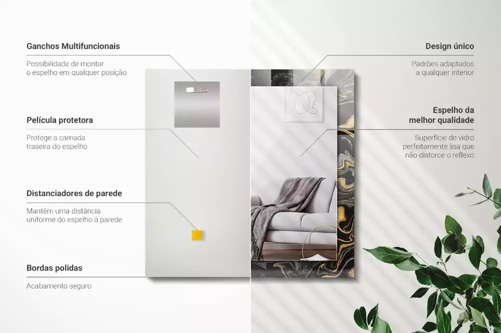 Lustro dekoracyjne prostokątne z motywem abstrakcyjnego marmuru