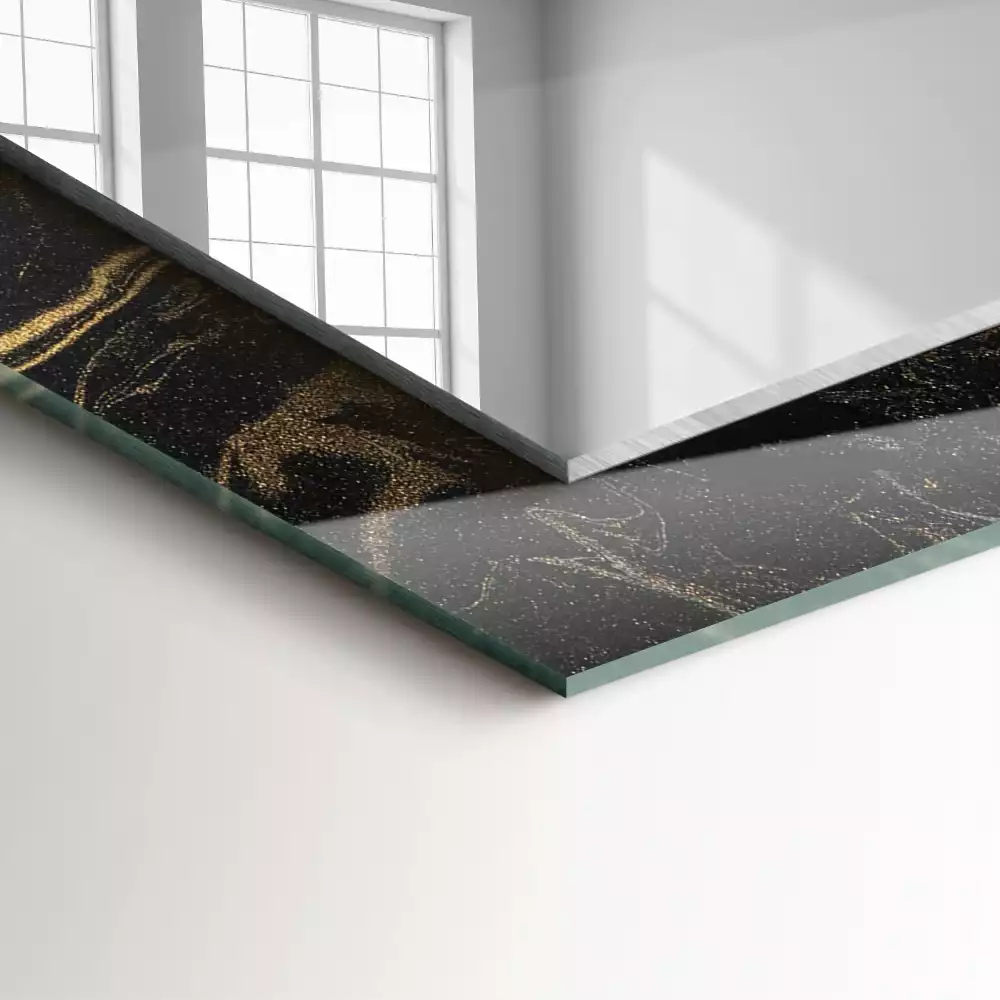 Lustro dekoracyjne prostokątne z motywem abstrakcyjnego marmuru