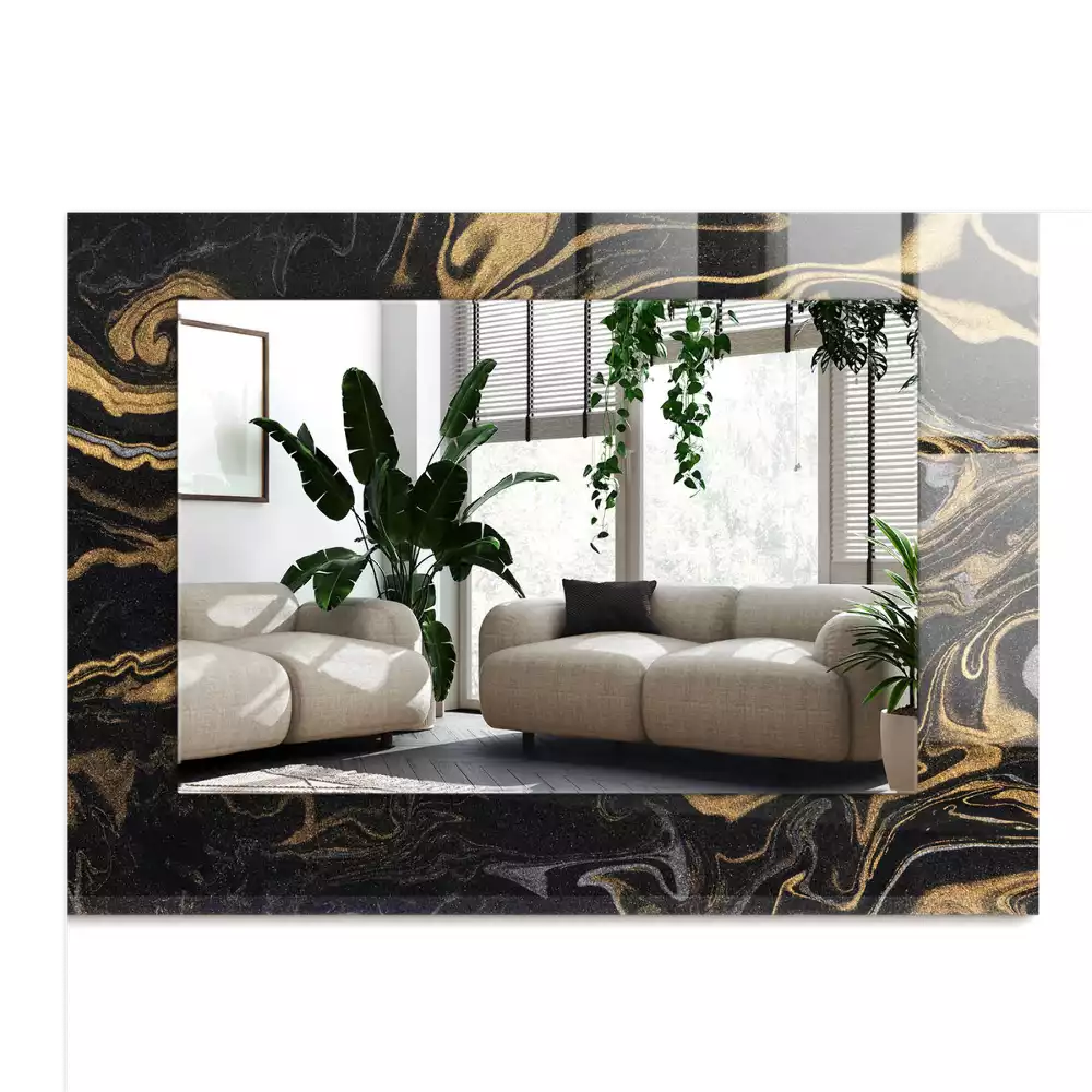 Lustro dekoracyjne prostokątne z motywem abstrakcyjnego marmuru