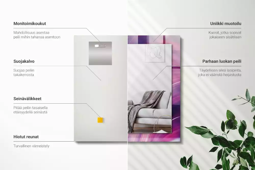 Lustro dekoracyjne z nadrukiem z abstrakcyjnym motywem kolorowych fal