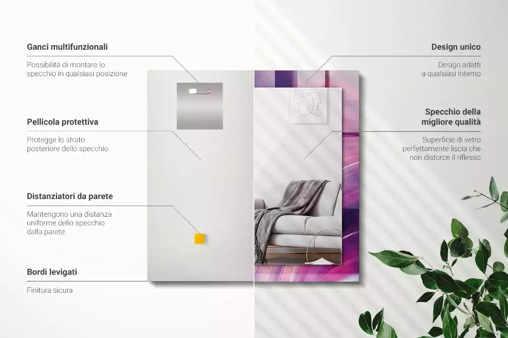 Lustro dekoracyjne z nadrukiem z abstrakcyjnym motywem kolorowych fal