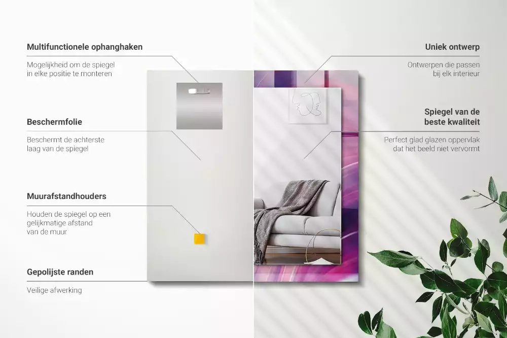 Lustro dekoracyjne z nadrukiem z abstrakcyjnym motywem kolorowych fal