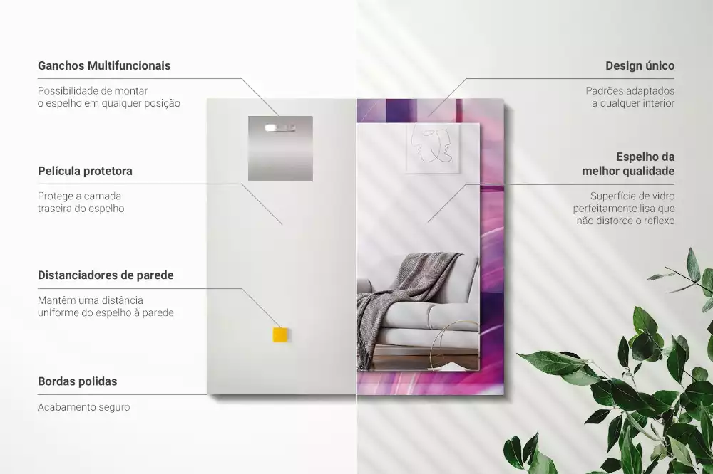 Lustro dekoracyjne z nadrukiem z abstrakcyjnym motywem kolorowych fal