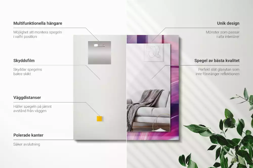 Lustro dekoracyjne z nadrukiem z abstrakcyjnym motywem kolorowych fal