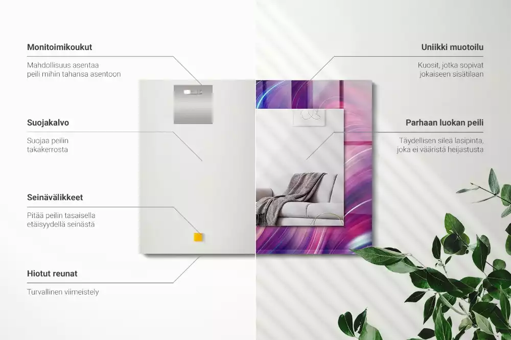 Lustro dekoracyjne z nadrukiem z abstrakcyjnym motywem kolorowych fal