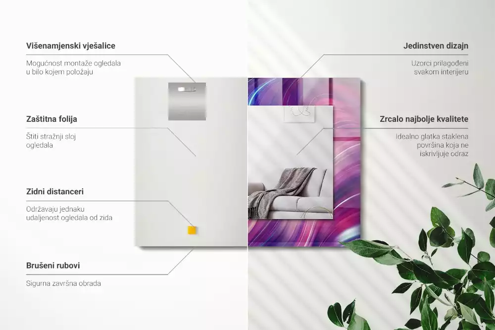 Lustro dekoracyjne z nadrukiem z abstrakcyjnym motywem kolorowych fal