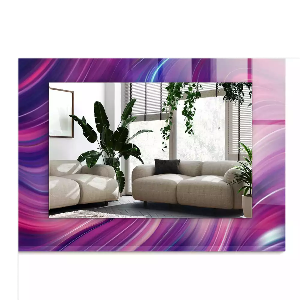 Lustro dekoracyjne z nadrukiem z abstrakcyjnym motywem kolorowych fal