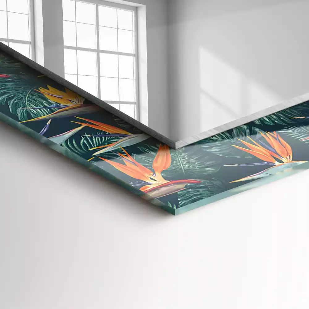 Lustro dekoracyjne prostokątne z motywem kwiatów i liści