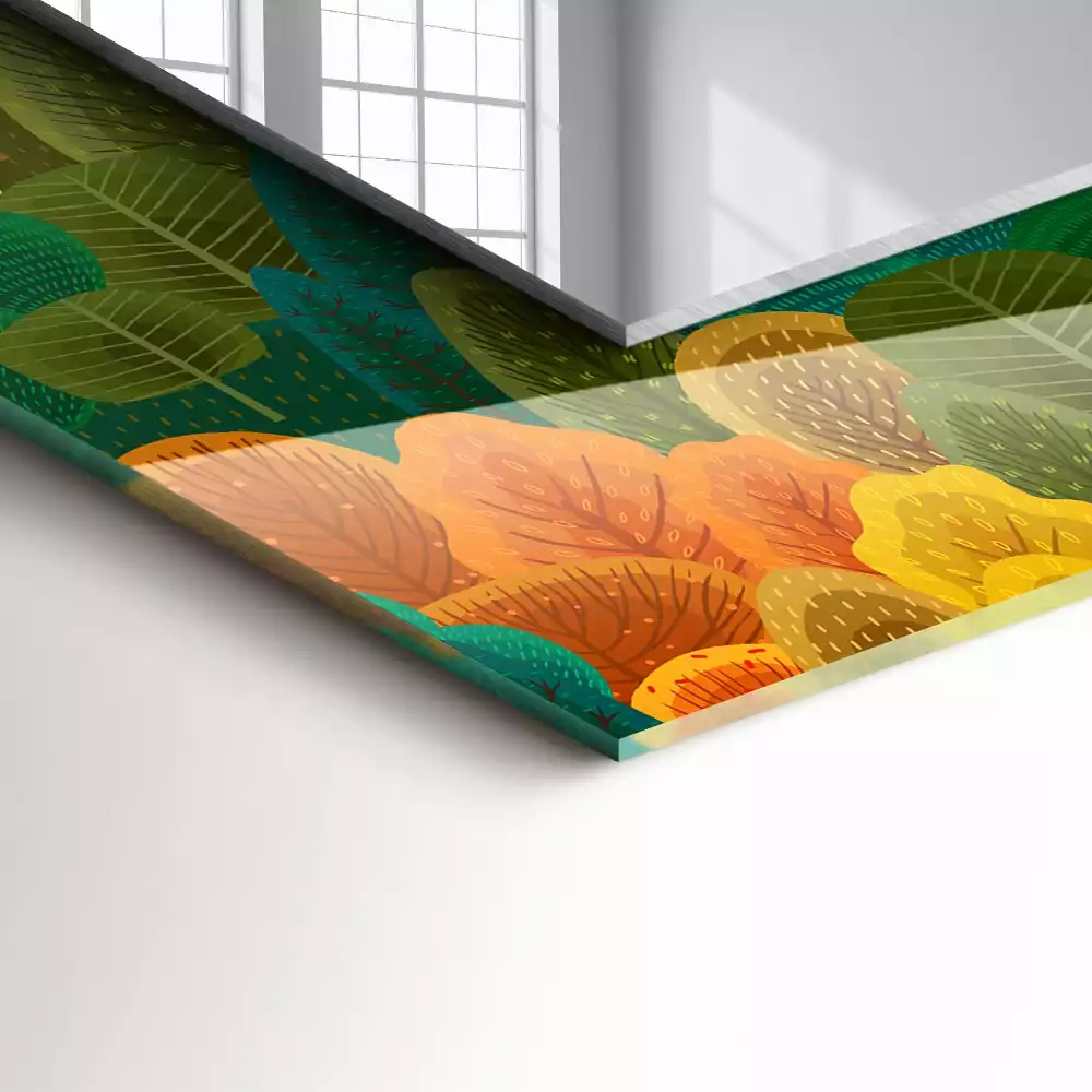 Lustro prostokątne z nadrukiem przedstawiającym jesienne drzewa