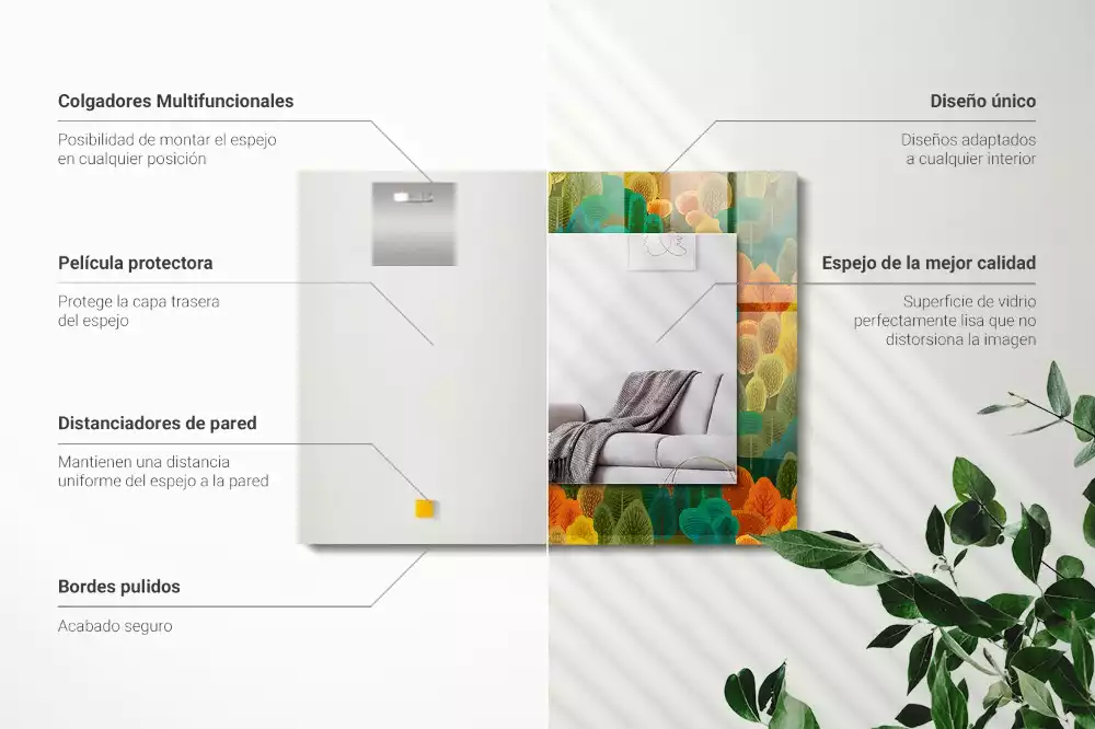 Lustro prostokątne z nadrukiem przedstawiającym jesienne drzewa