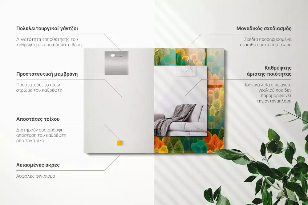 Lustro prostokątne z nadrukiem przedstawiającym jesienne drzewa