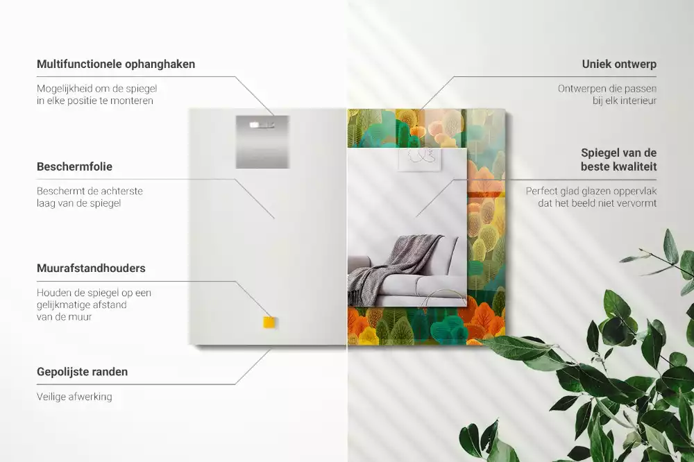 Lustro prostokątne z nadrukiem przedstawiającym jesienne drzewa