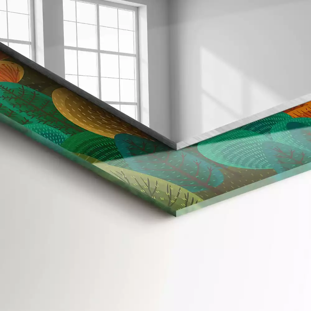 Lustro prostokątne z nadrukiem przedstawiającym jesienne drzewa