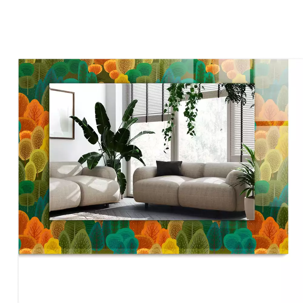 Lustro prostokątne z nadrukiem przedstawiającym jesienne drzewa