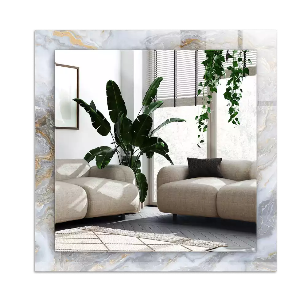 Lustro dekoracyjne prostokątne z nadrukiem w motyw marmuru