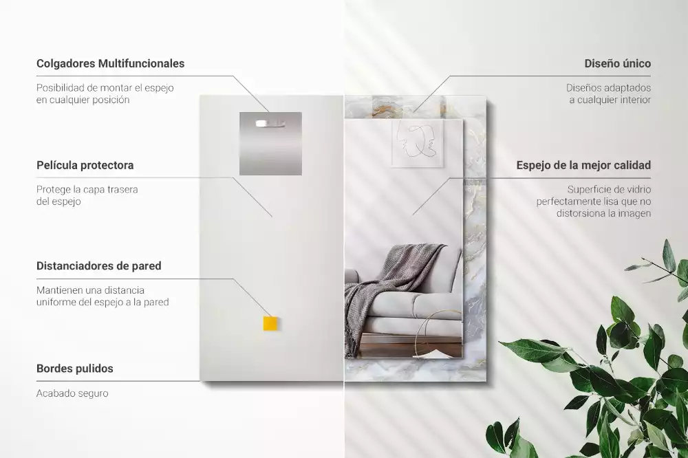 Lustro dekoracyjne prostokątne z nadrukiem w motyw marmuru