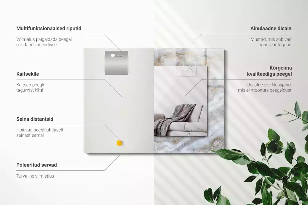 Lustro dekoracyjne prostokątne z nadrukiem w motyw marmuru