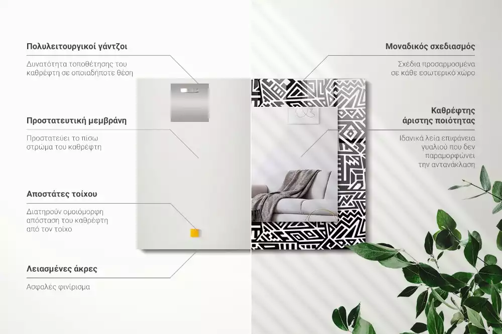 Lustro dekoracyjne prostokątne z geometrycznym wzorem