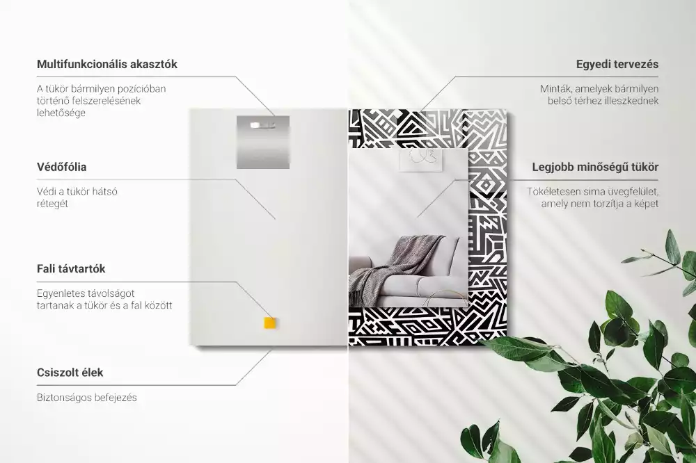 Lustro dekoracyjne prostokątne z geometrycznym wzorem