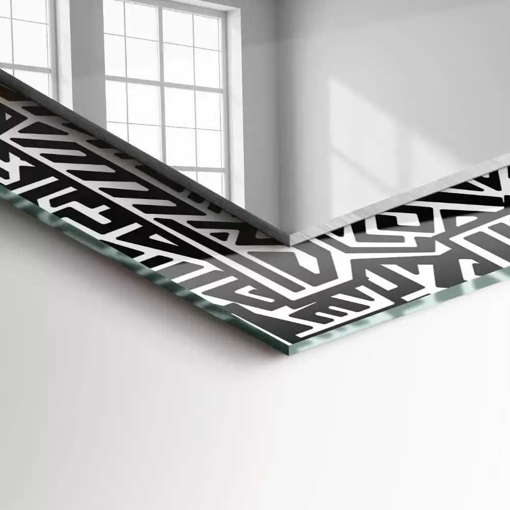 Lustro dekoracyjne prostokątne z geometrycznym wzorem
