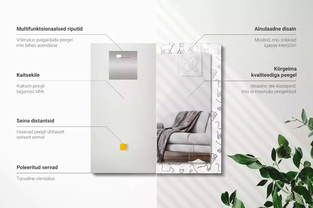 Lustro z nadrukiem prostokątne Koty kontury