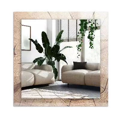 Lustro dekoracyjne z nadrukiem przedstawiającym przekrój pnia drzewa