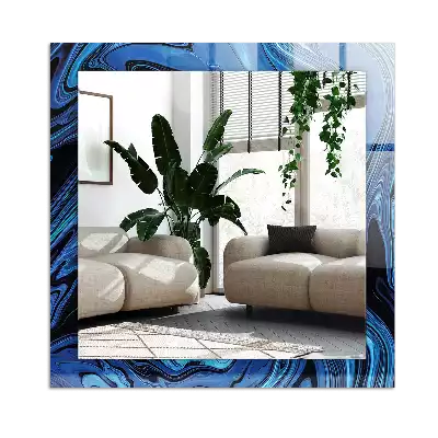 Lustro dekoracyjne prostokątne z abstrakcyjnym niebieskim wzorem