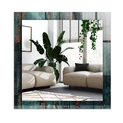 Lustro z nadrukiem prostokątne Drewniane zielone deski